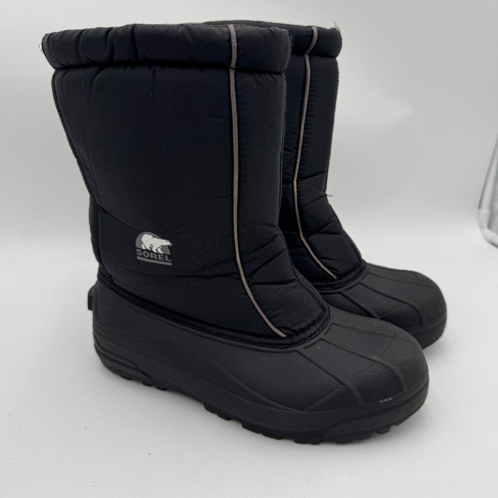 Sorel Snow Command Snow Boots Black Winter Boots Pull On Youth Size  6 black